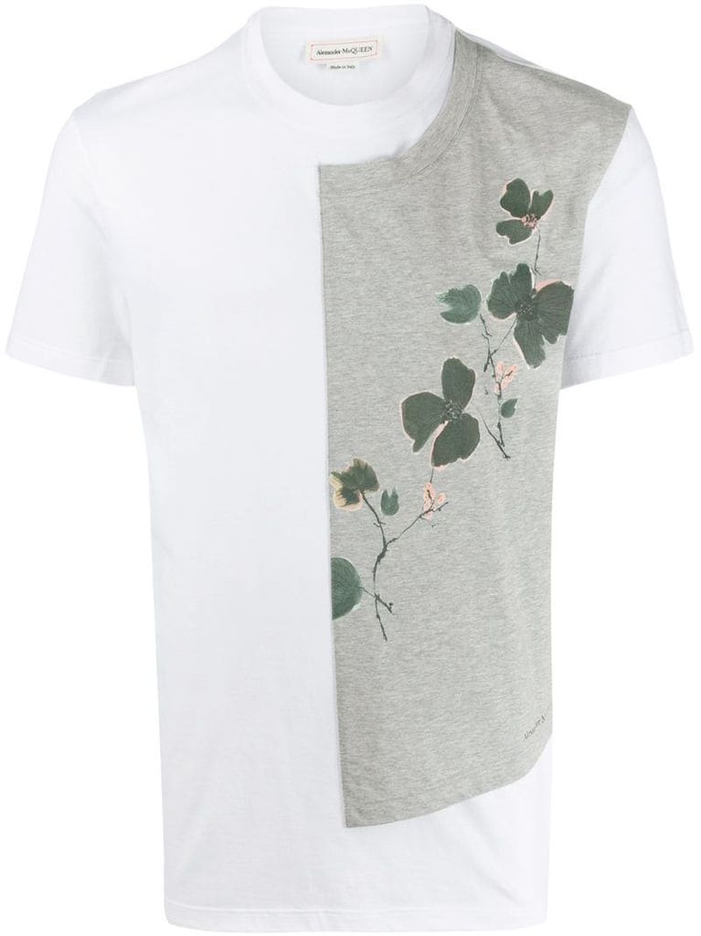 floral print panelled T-shirt