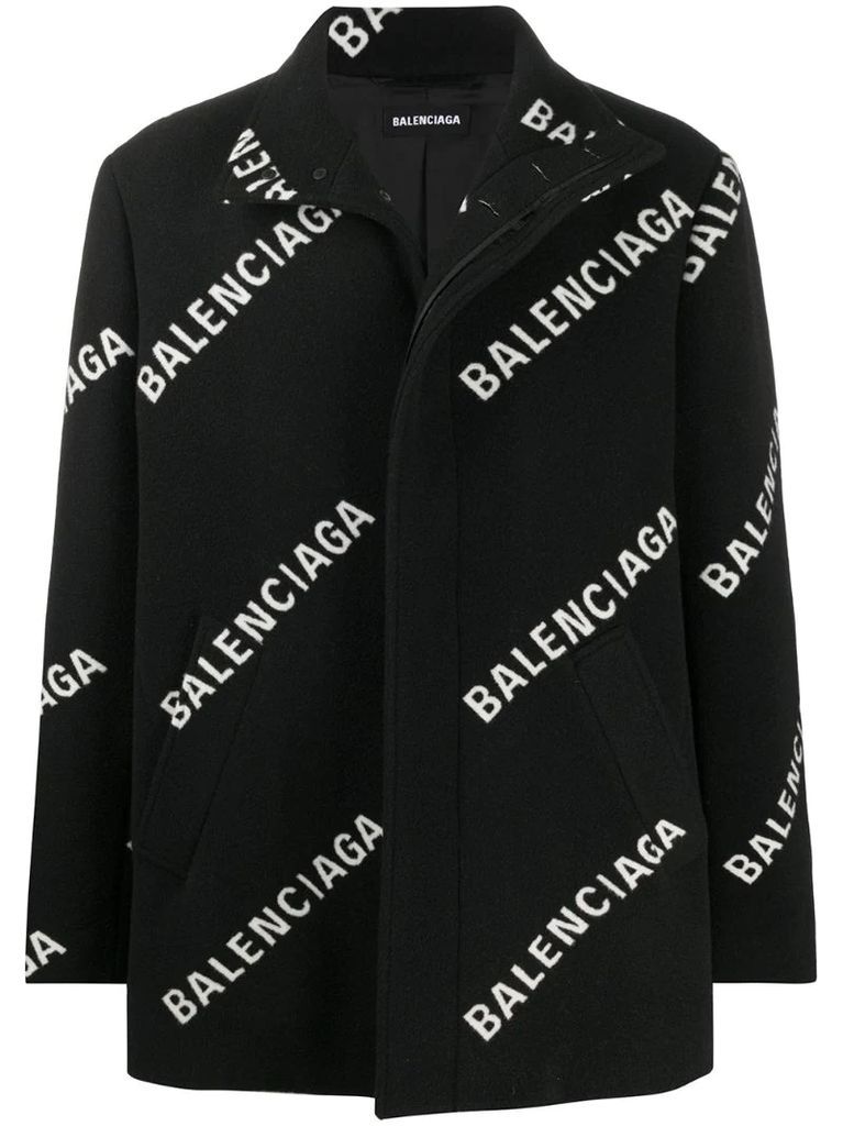 all-over logo cropped coat