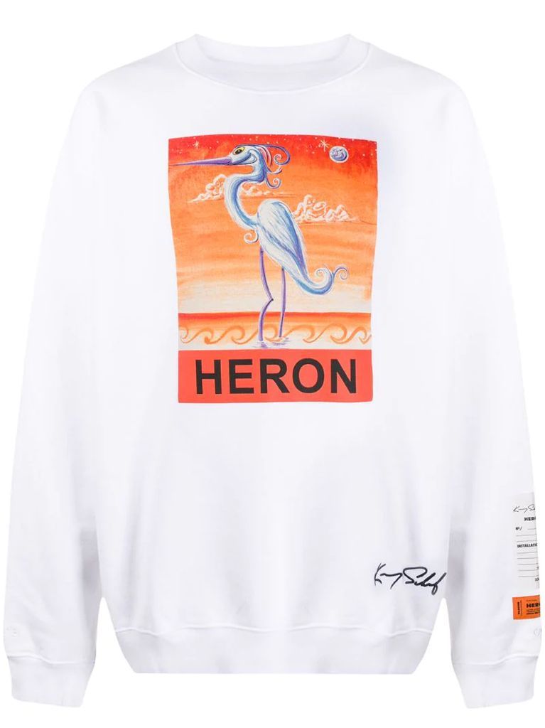 heron print oversized sweatshirt