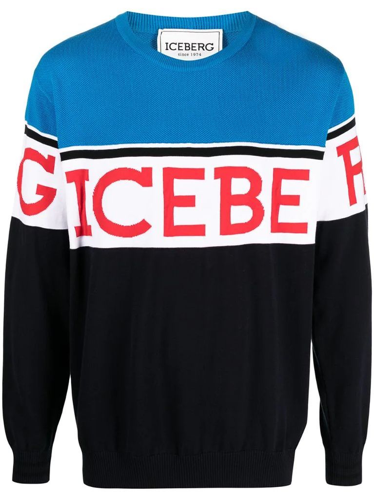 logo-embellished colour-block jumper