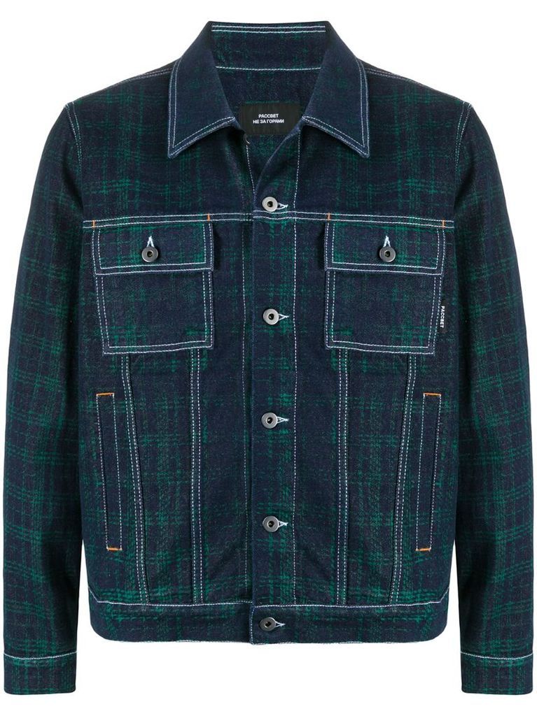 contrast-stitch check shirt jacket