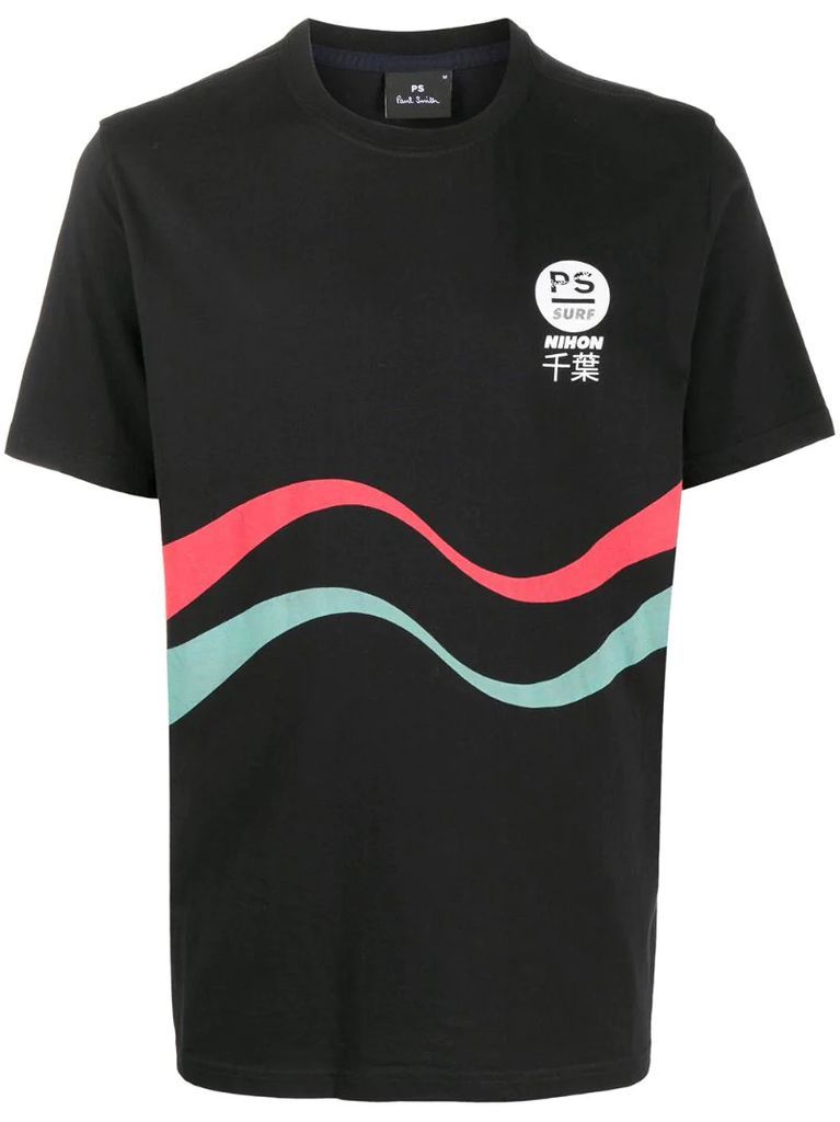 logo wave print organic cotton T-shirt
