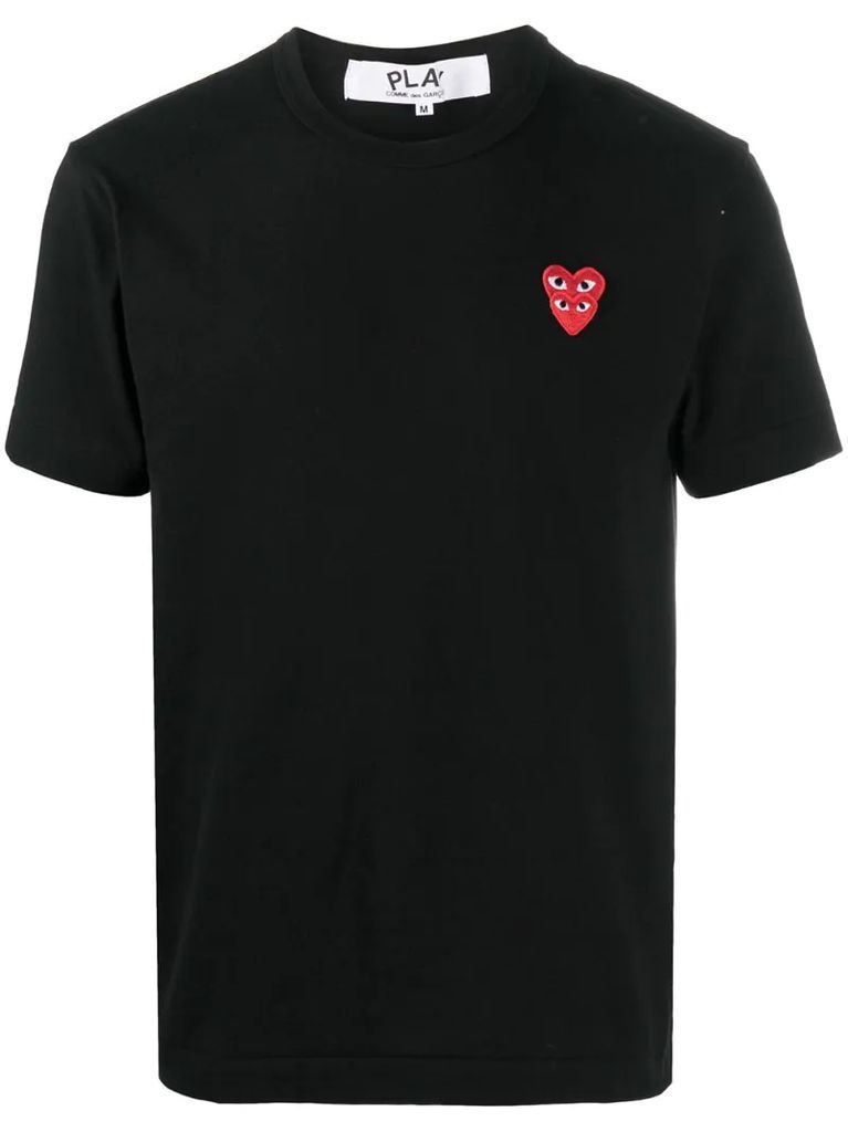 heart-embroidered crew-neck T-shirt