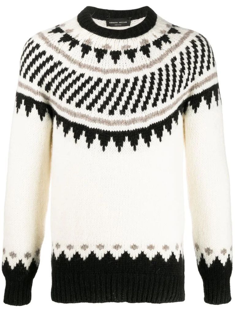 patterned knitted long sleeve jumper
