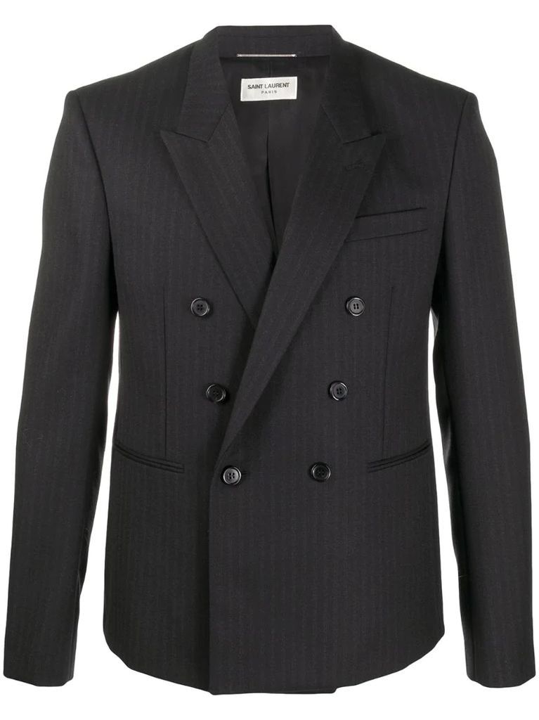 pinstriped double-breasted blazer