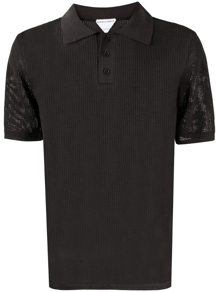 open-knit polo shirt