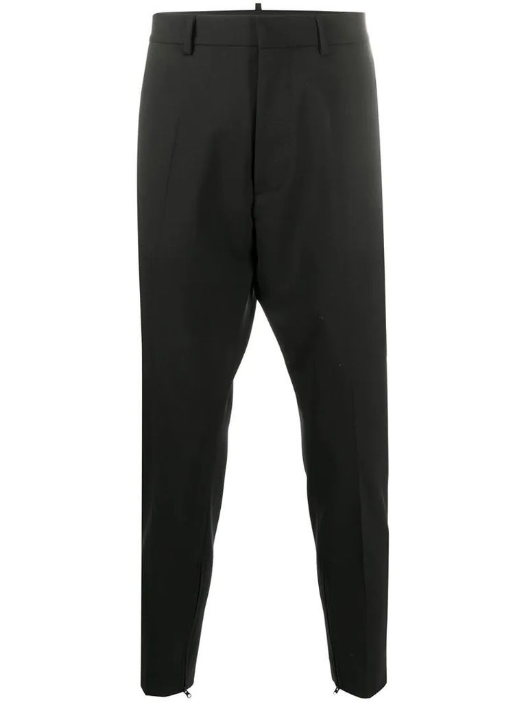 pleat detail cropped tailored trousers