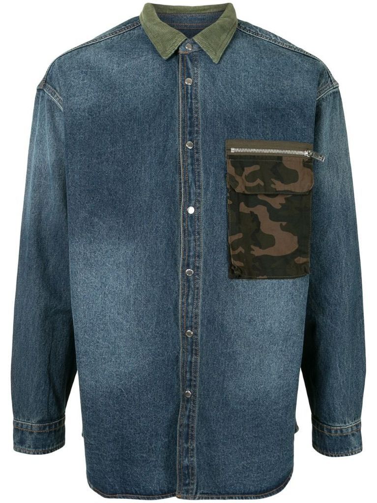 denim patchwork pocket shirt