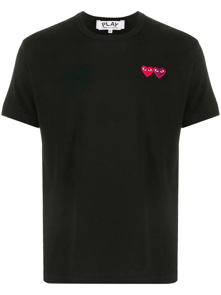 double heart patch short sleeve T-shirt