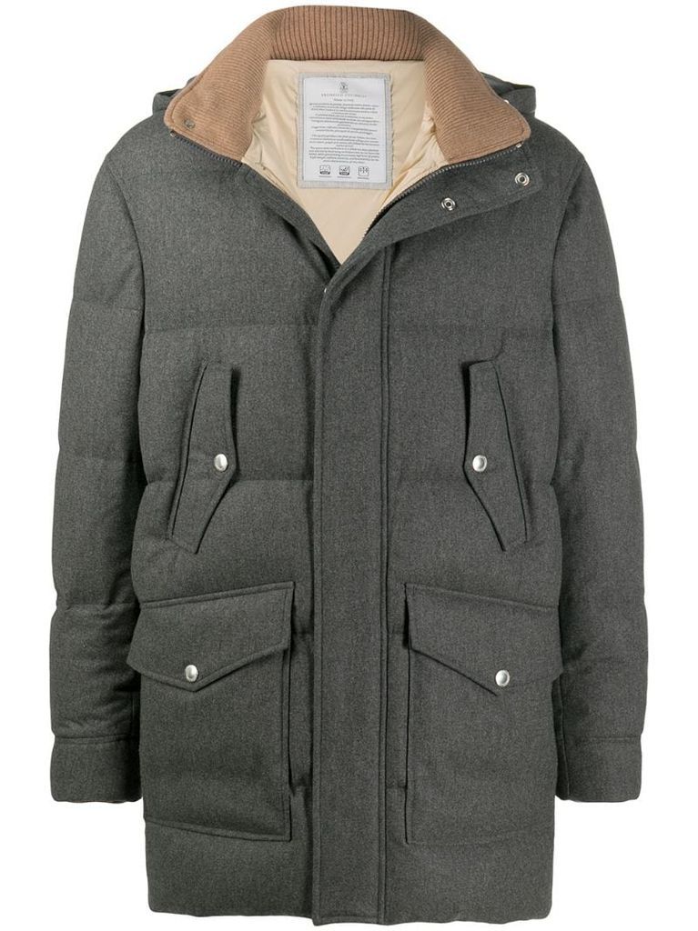 quilted-down hooded coat