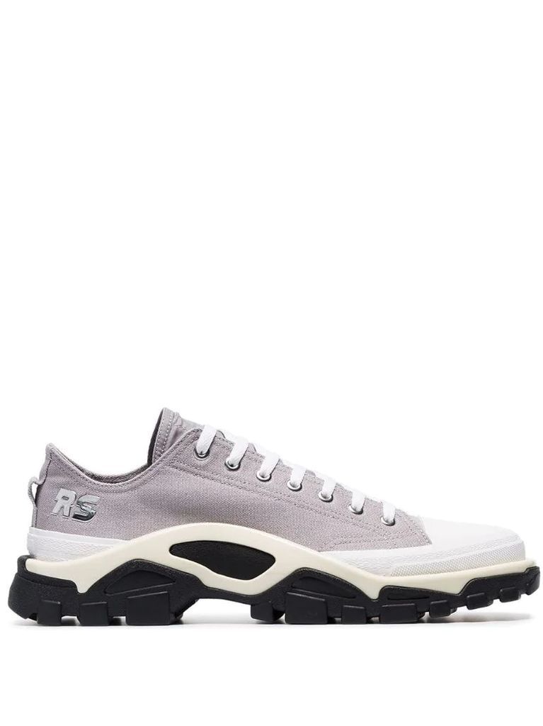Grey Detroit Runner contrast sole low-top cotton sneakers