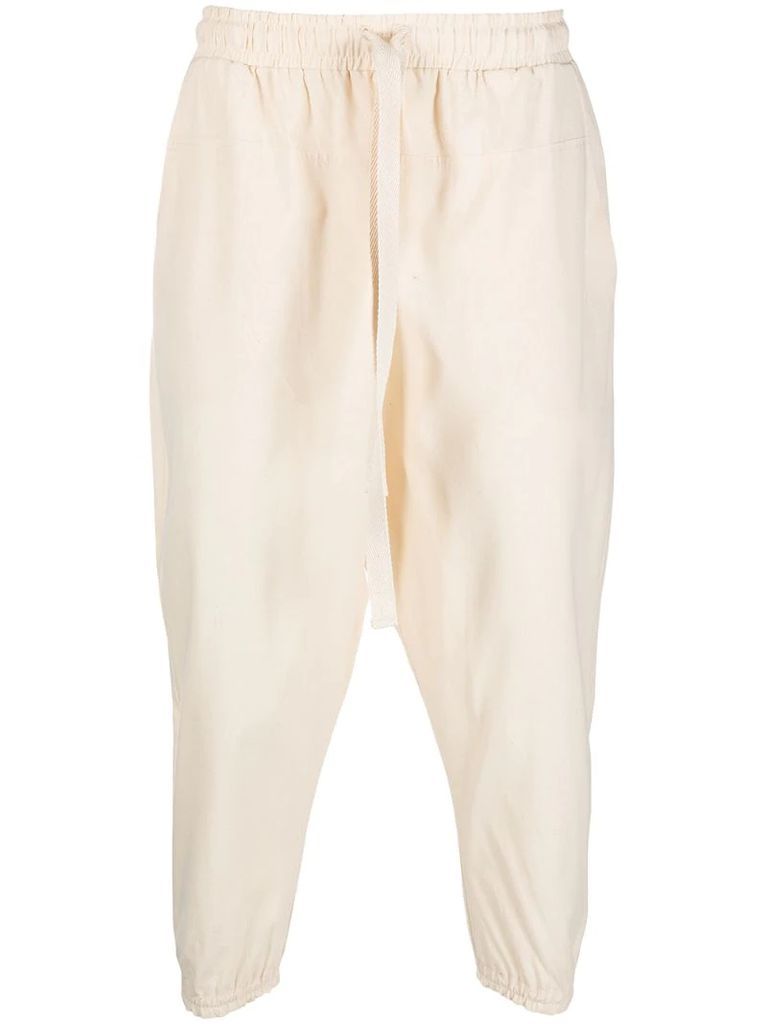 cropped drawstring cotton trousers