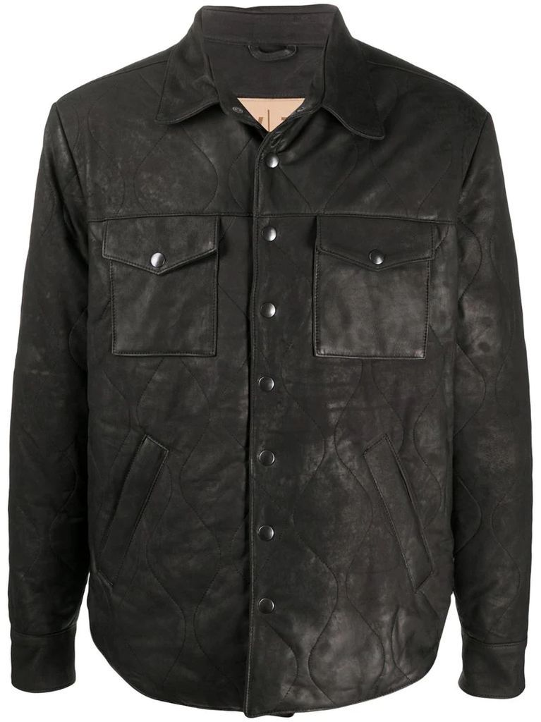 shirt leather jacket