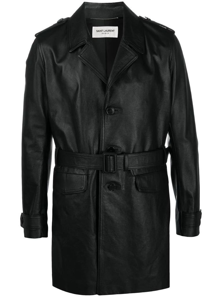single-breasted belted coat
