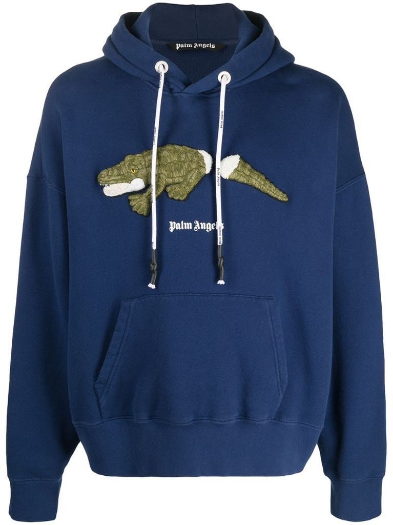 crocodile patch logo hoodie