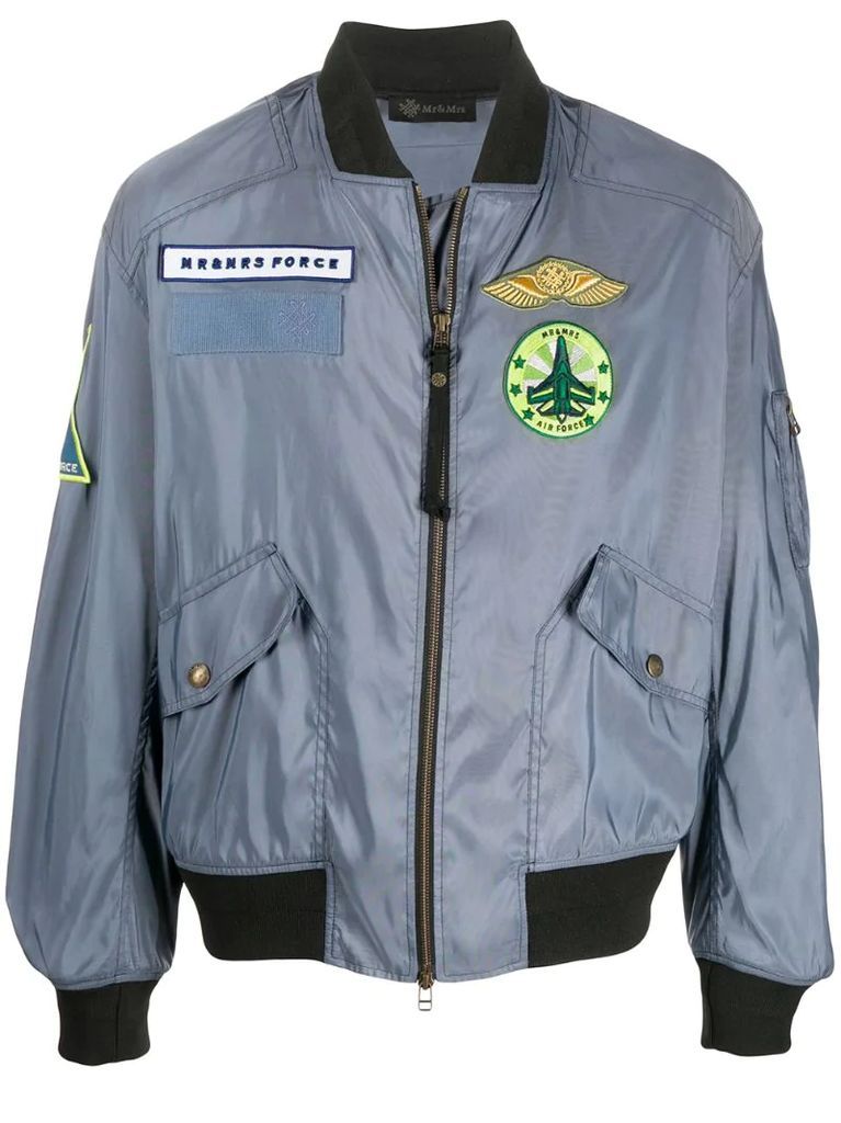 patch-embellished bomber jacket