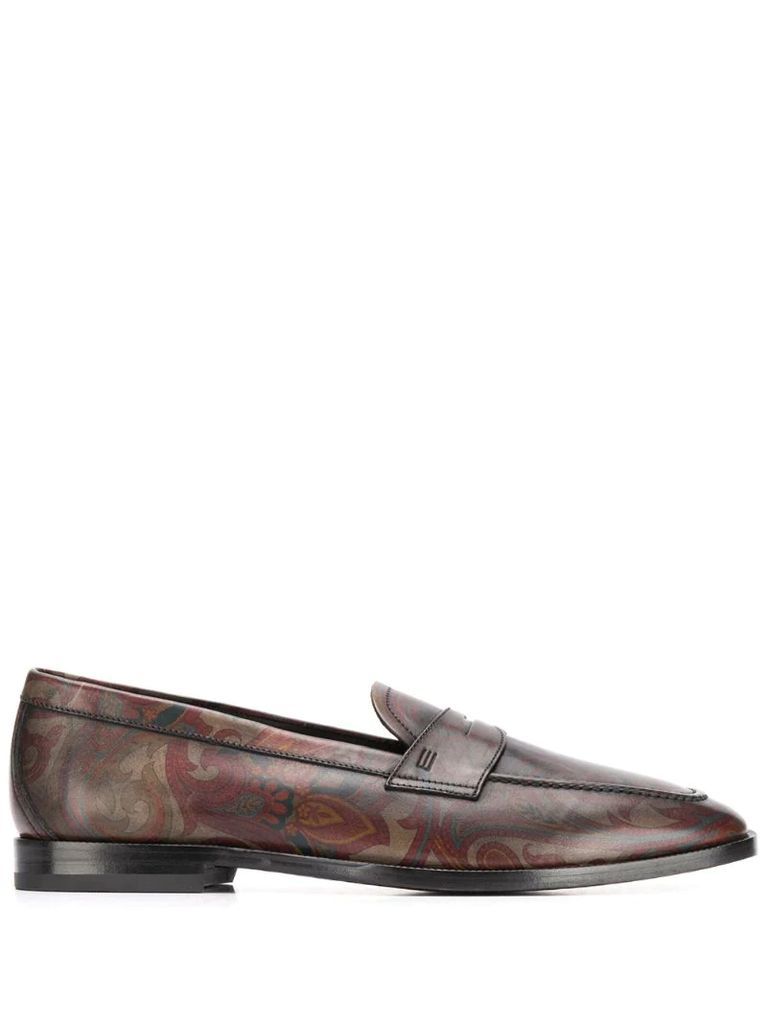 paisley print penny loafers