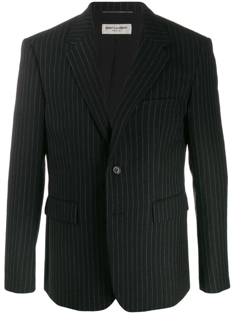 pinstriped buttoned blazer