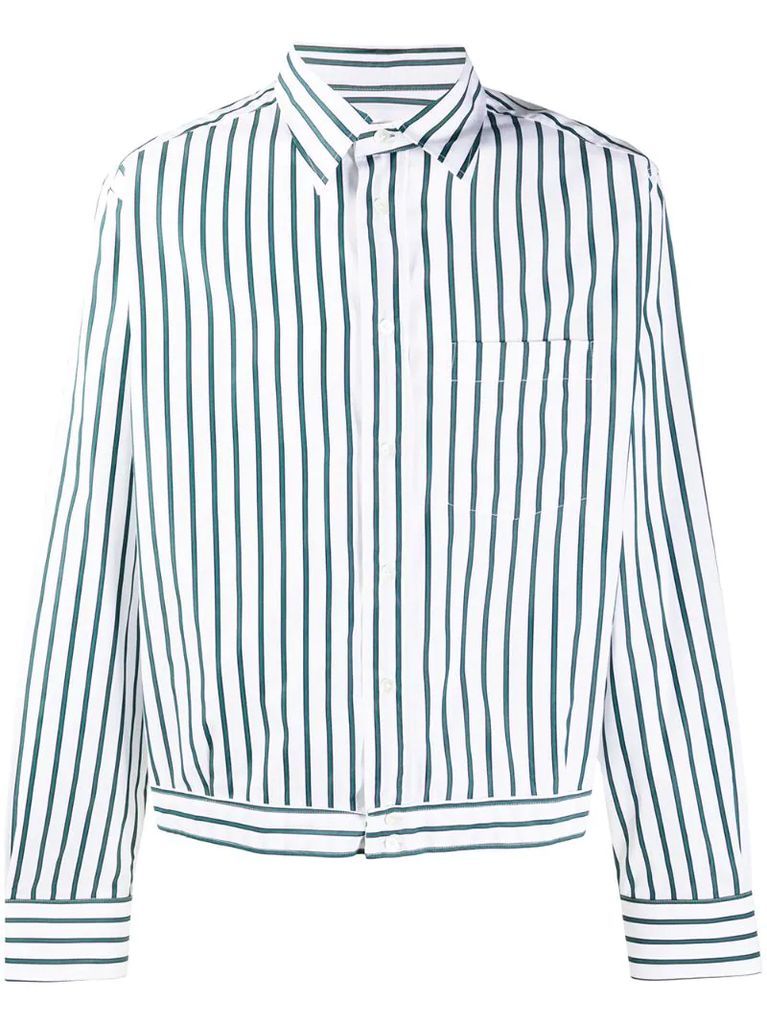 vertical-stripe blouson shirt