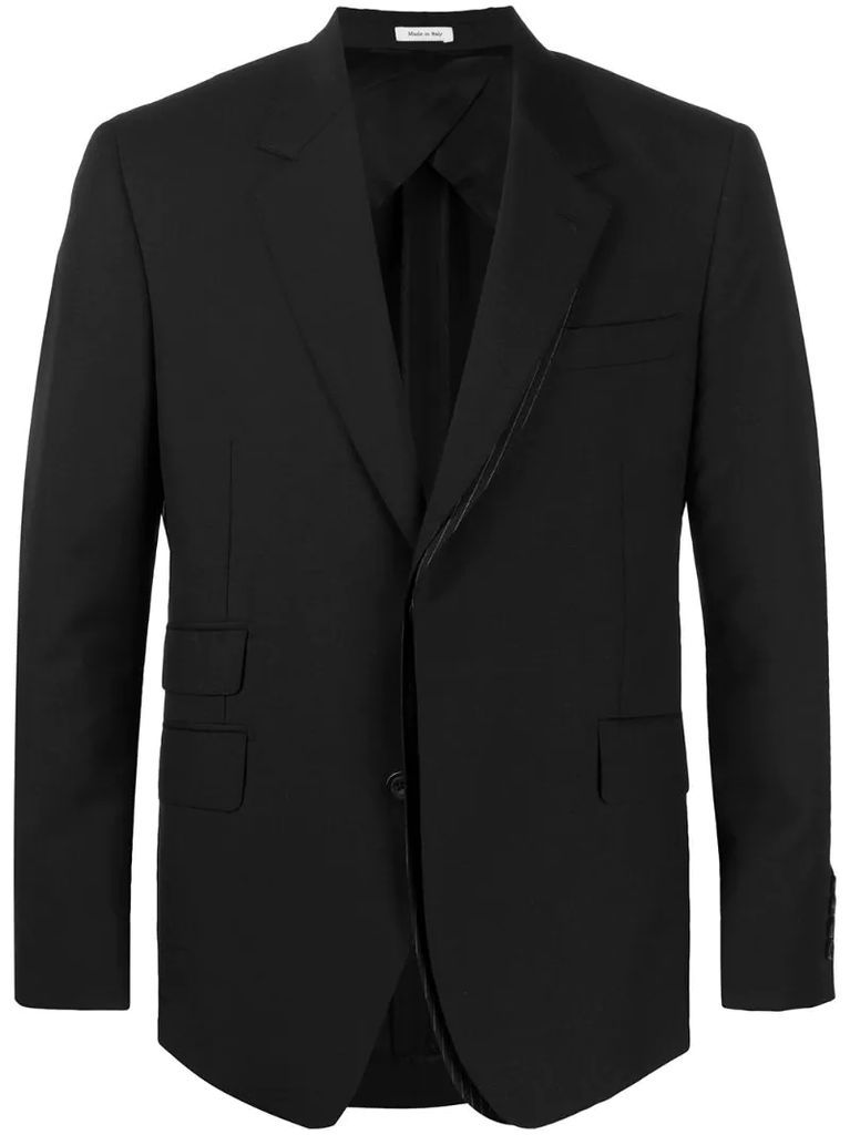 pinstripe panelled suit jacket