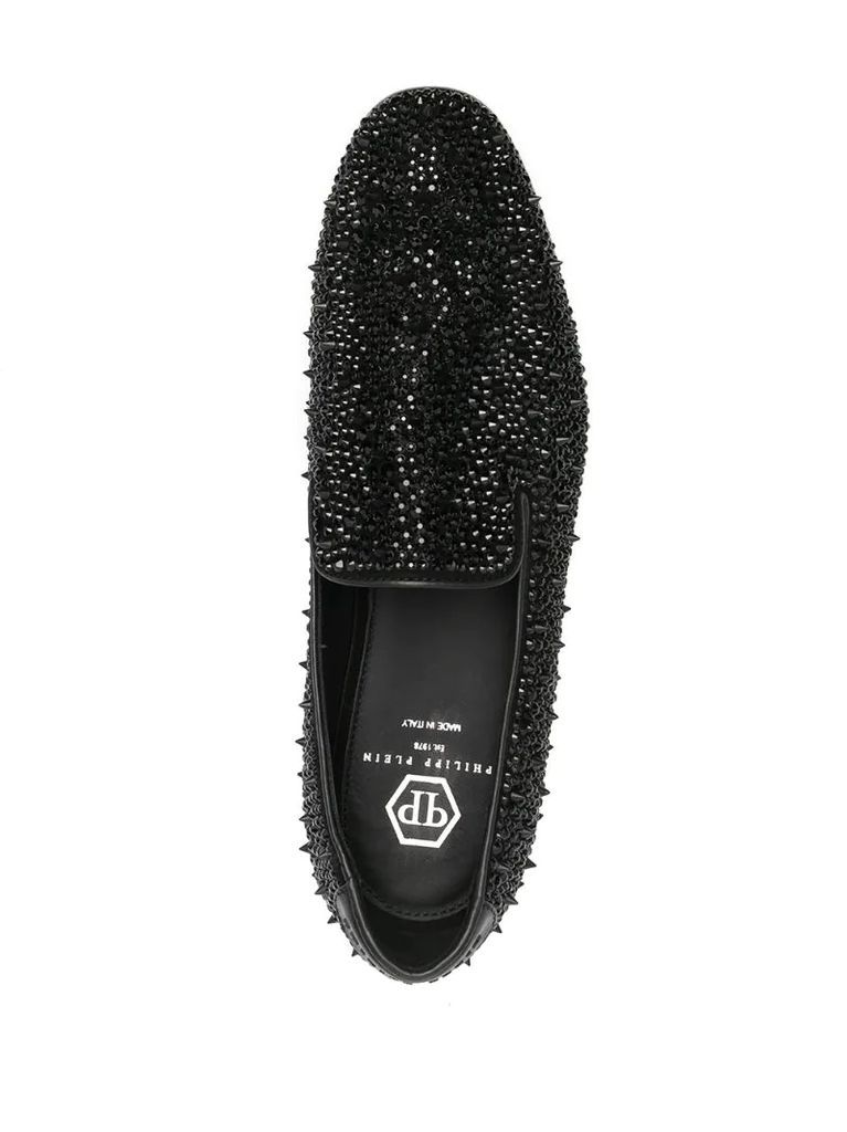 studded leather loafers
