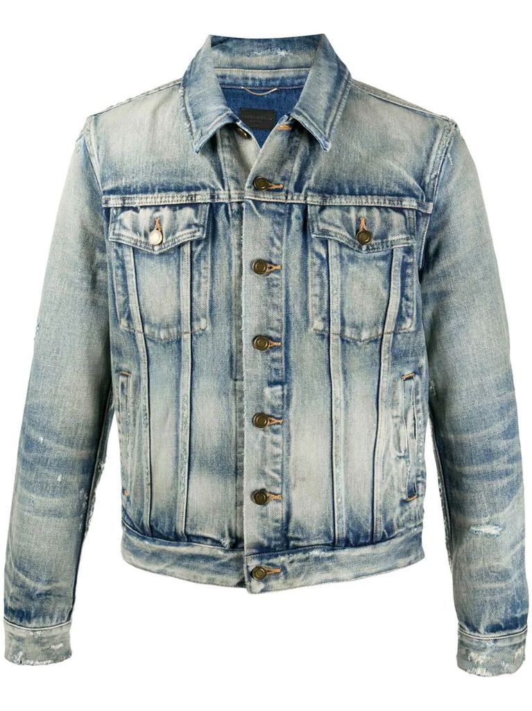 stonewashed button-up denim jacket