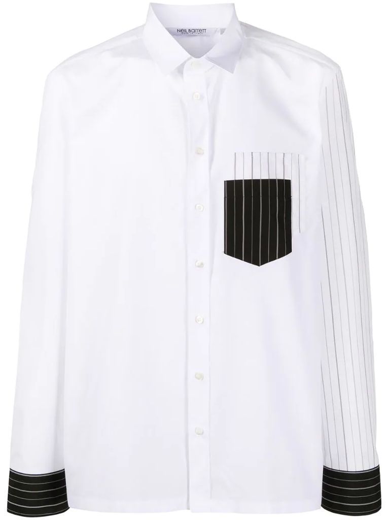 striped-panel long-sleeve shirt