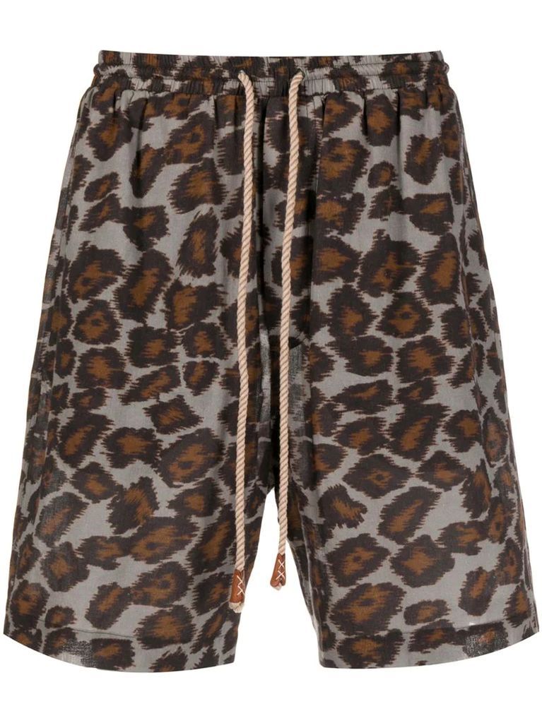 leopard-print shorts