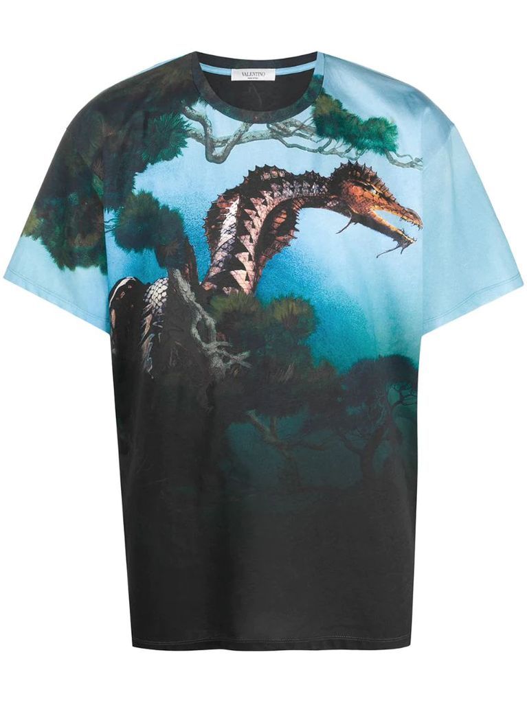 All-Over Dragons Print T-shirt