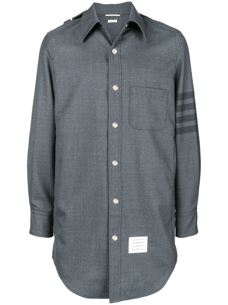 4-Bar stripe hooded shirt jacket