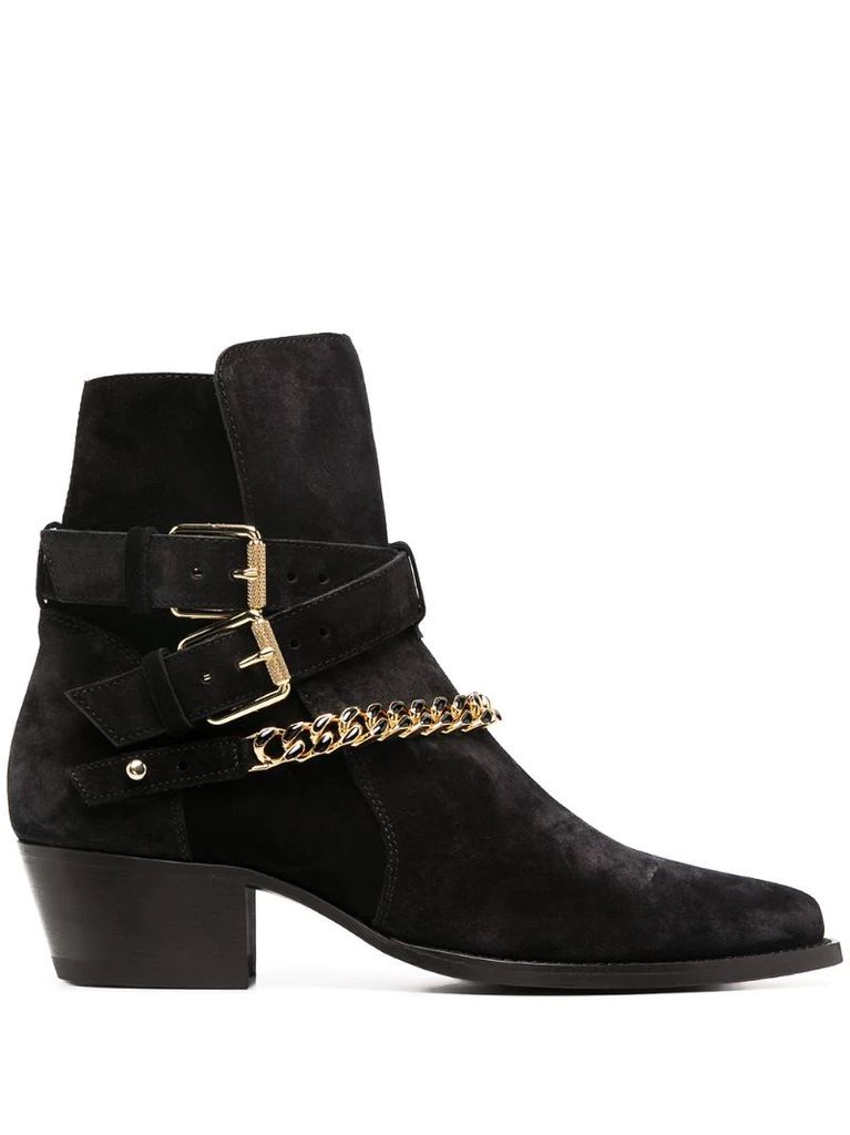 chain-detail ankle boots