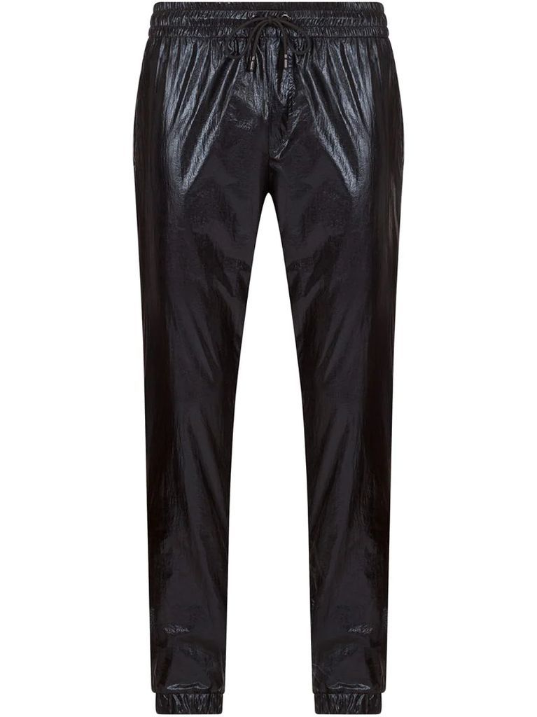 waxed loose-fit trousers