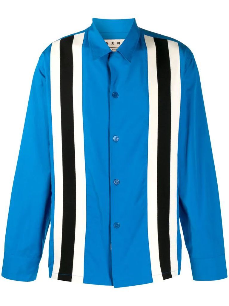 vertical stripe-print shirt