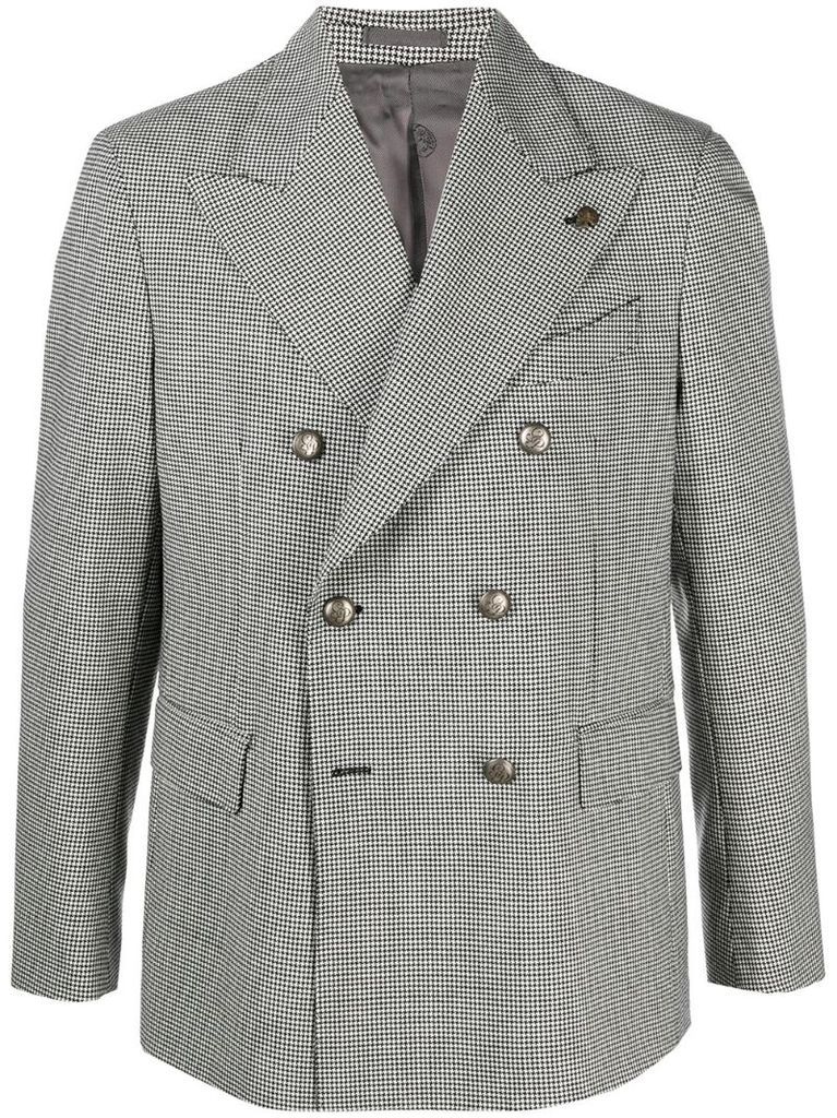 houndstooth check double-breasted blazer