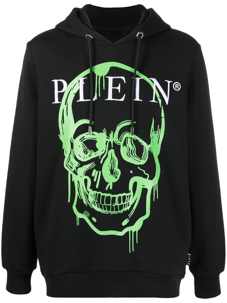 crystal-embellished skull print hoodie