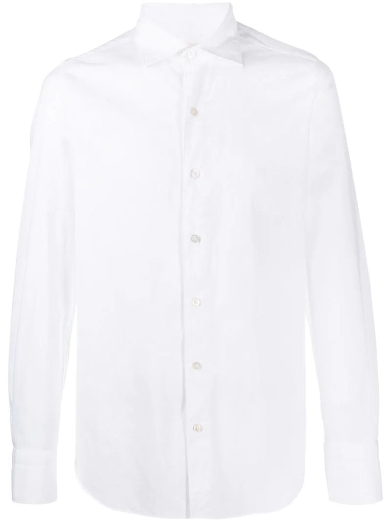 pointed collar cotton shirt