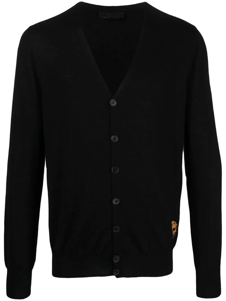 skull-intarsia cashmere cardigan