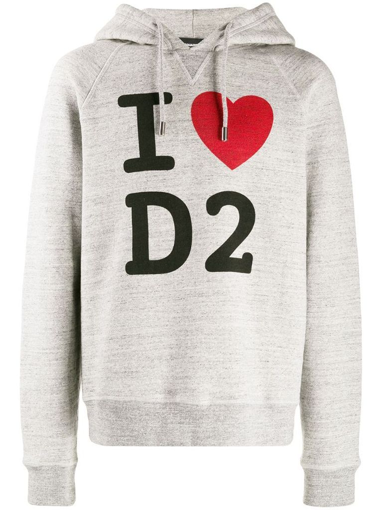 I Love D2 printed hoodie