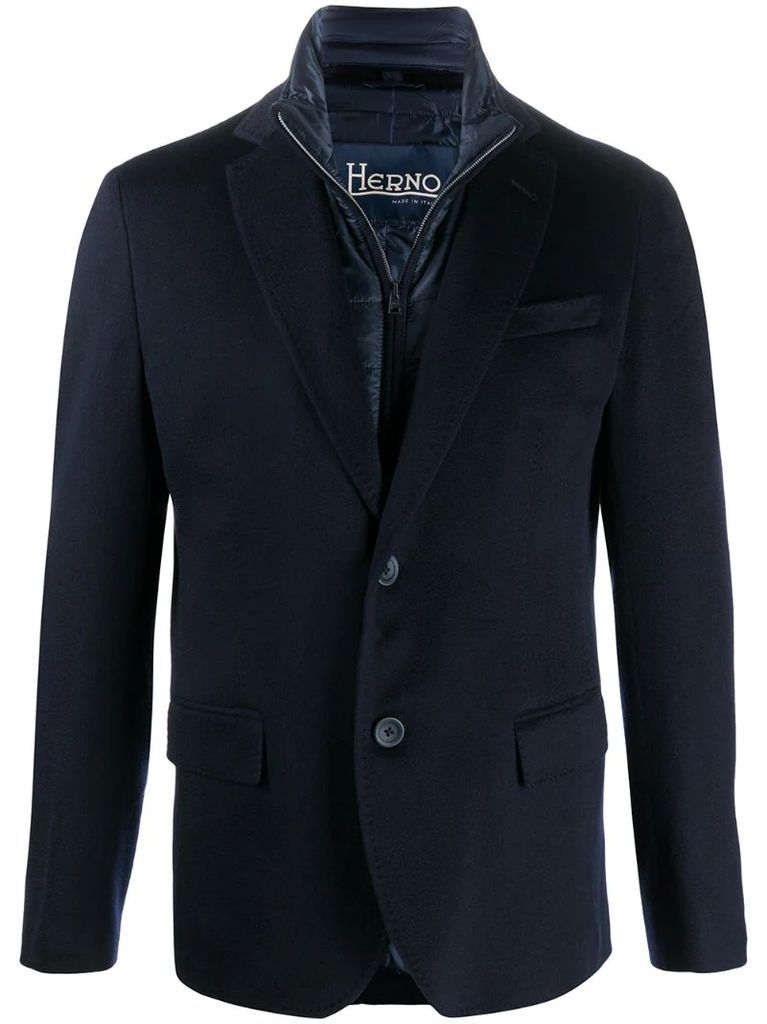 padded-detail single-breasted blazer