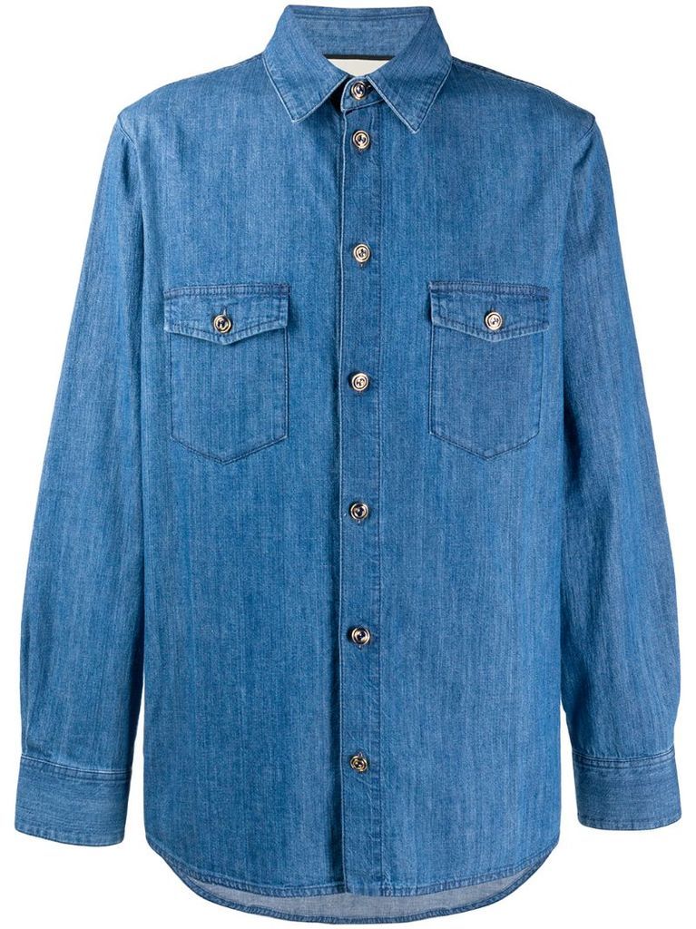 Interlocking G buttons denim shirt