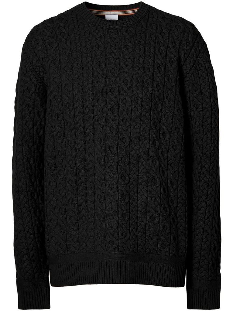 cable-knit long-sleeve jumper