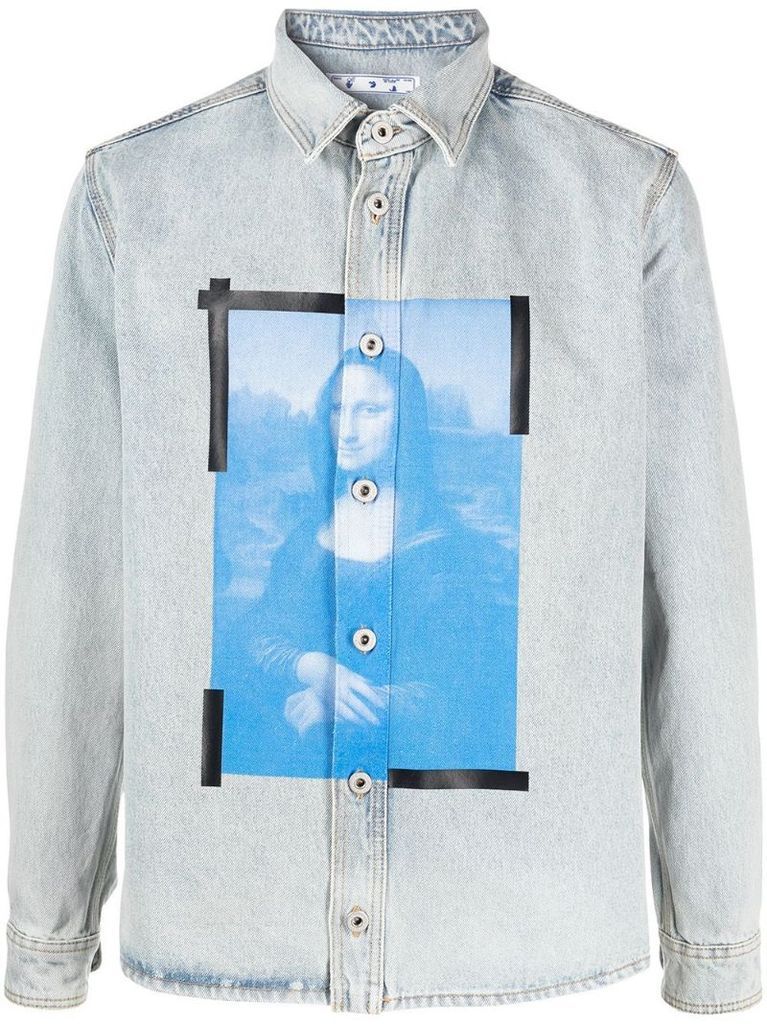 Monalisa print denim shirt