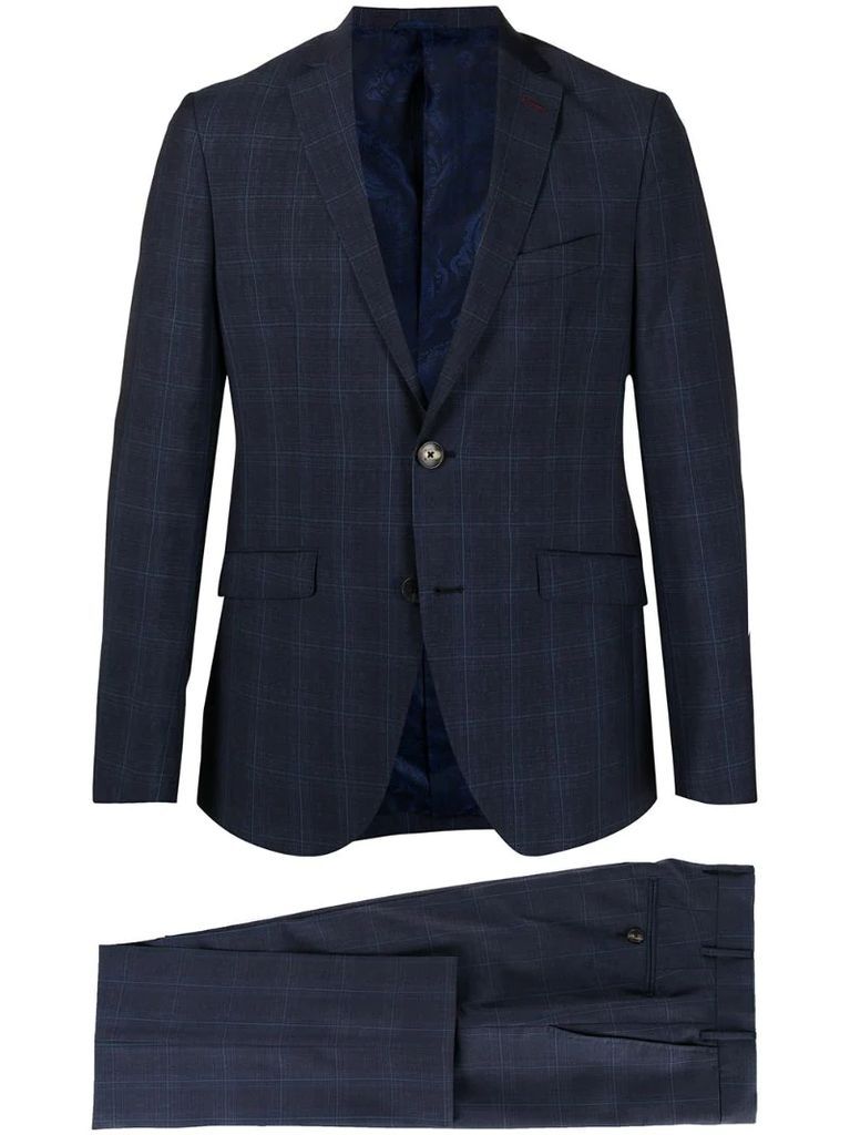 check-print single-breasted suit