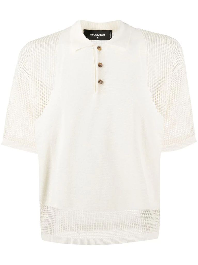 mesh-insert short sleeved polo shirt