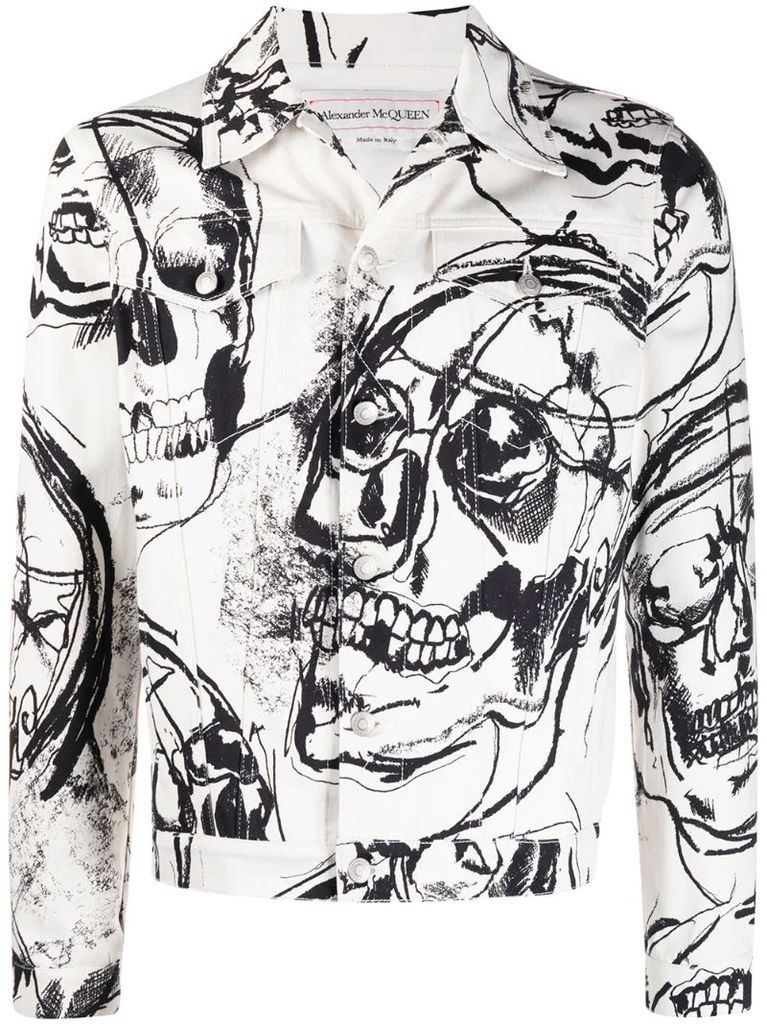 skull print denim jacket