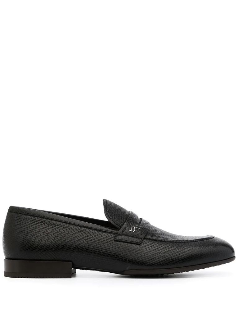 snake-effect leather penny loafers