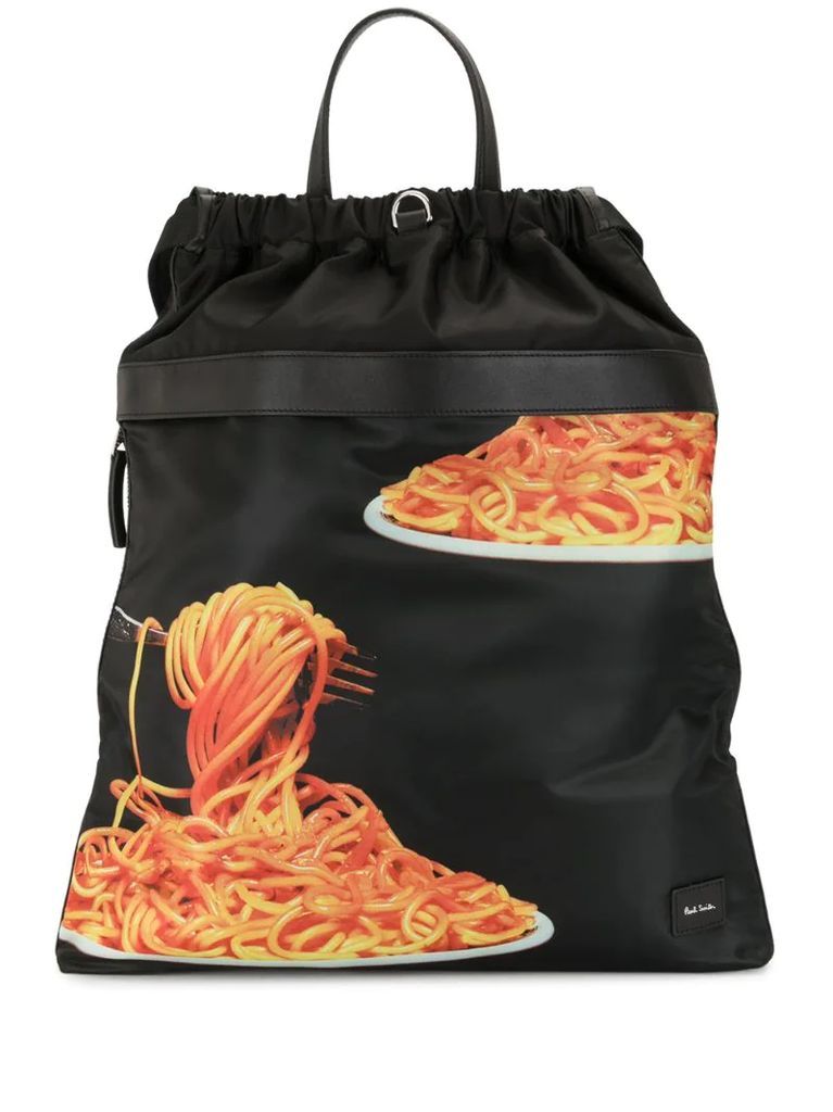 spaghetti-print convertible backpack
