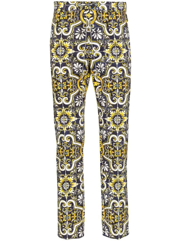 Maioliche print tailored trousers