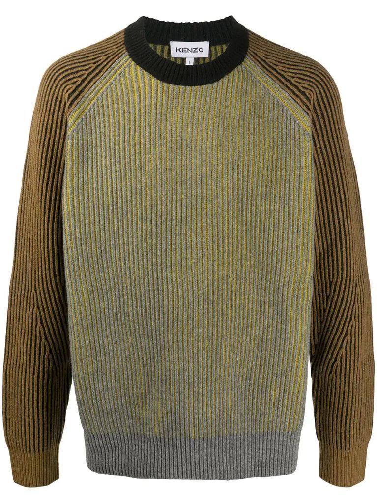 rib-knit wool jumper