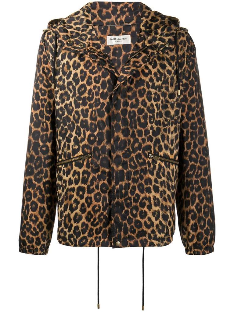 leopard-print hooded jacket